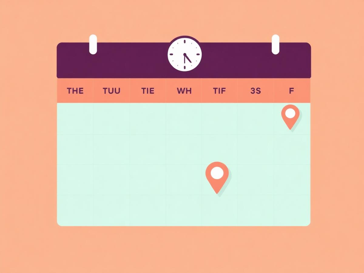 Illustrated programme calendar with marked session dates