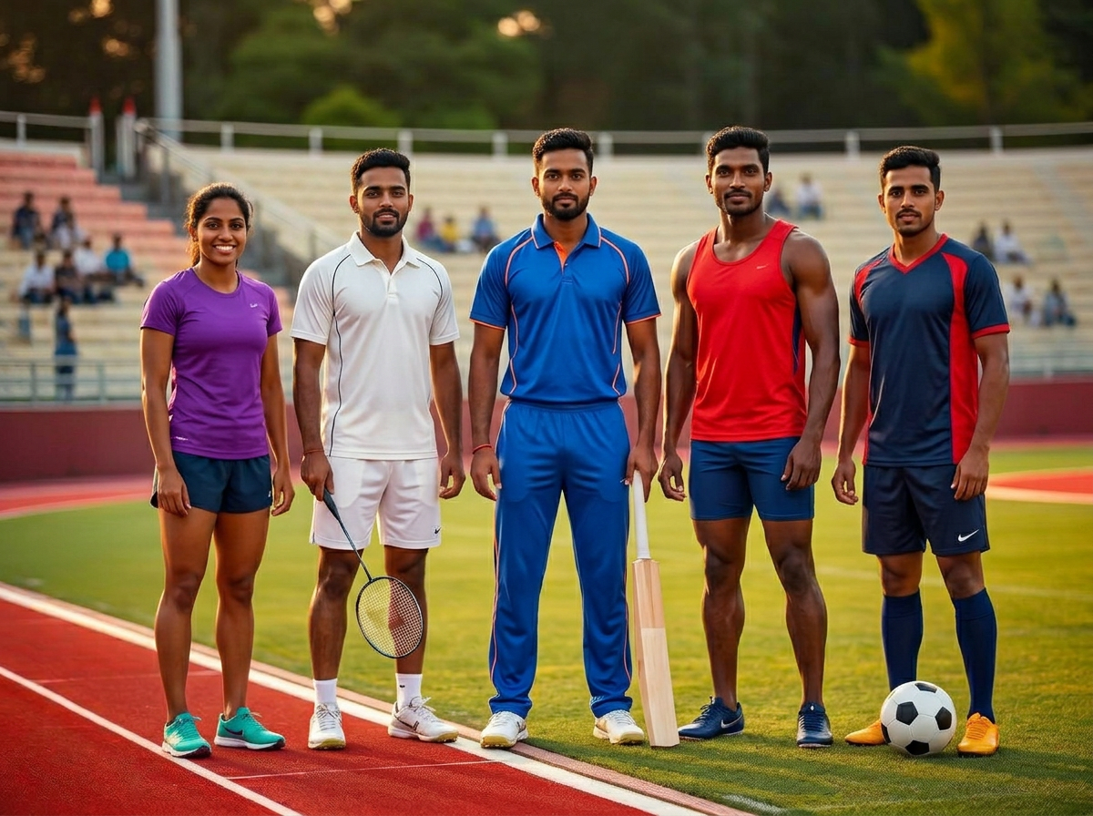 Athletes sprinting on a track with a coach timing them